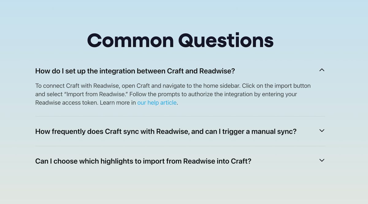 Craft
				faq ui component