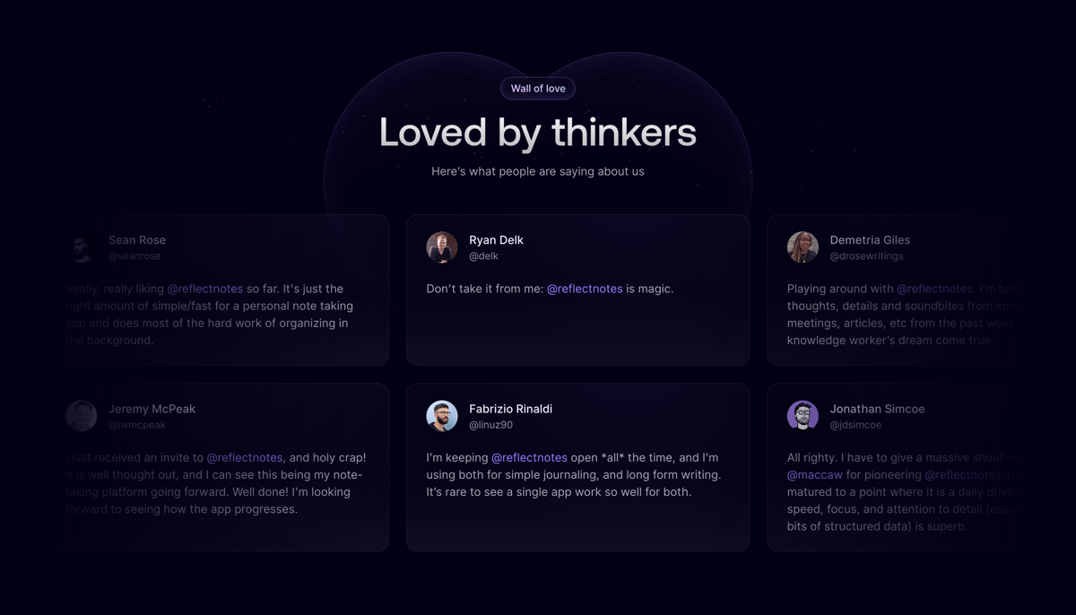 Reflect
				testimonial ui component
