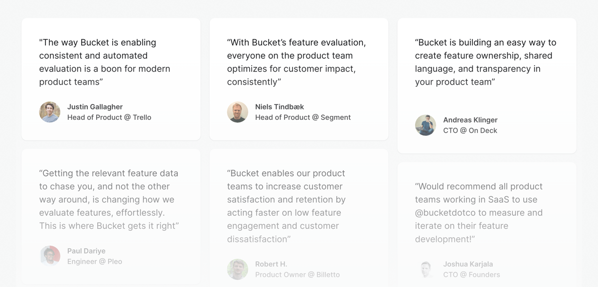 Bucket
				testimonial ui component