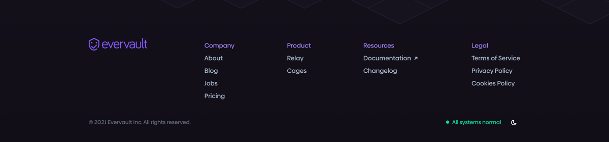 Evervault
				footer ui component