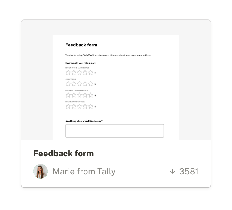 Tally
				card ui component