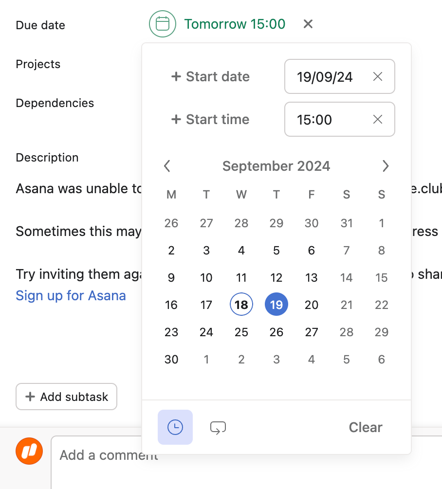 Asana
				input date ui component