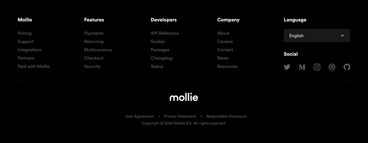 Mollie
				footer ui component