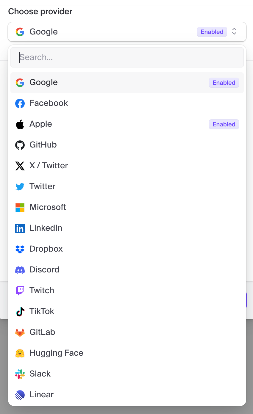 Clerk
			authentication desktop ui component