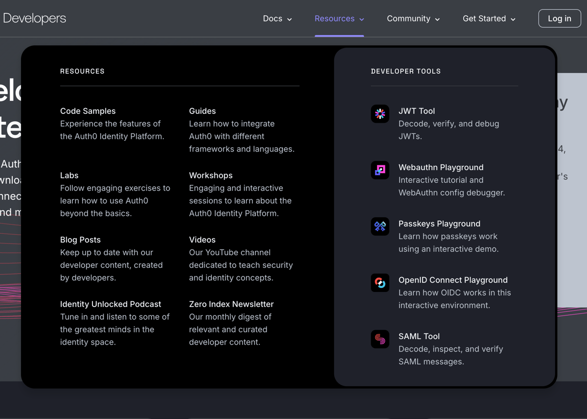 Auth0
				flyout menu ui component