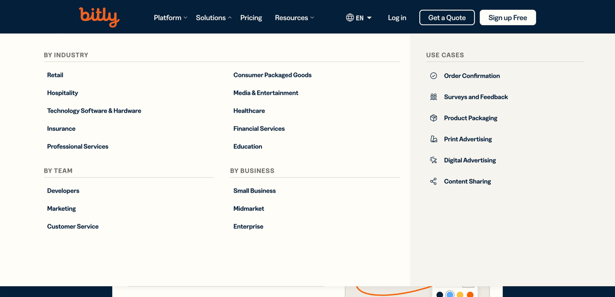 Bitly
				flyout menu ui component