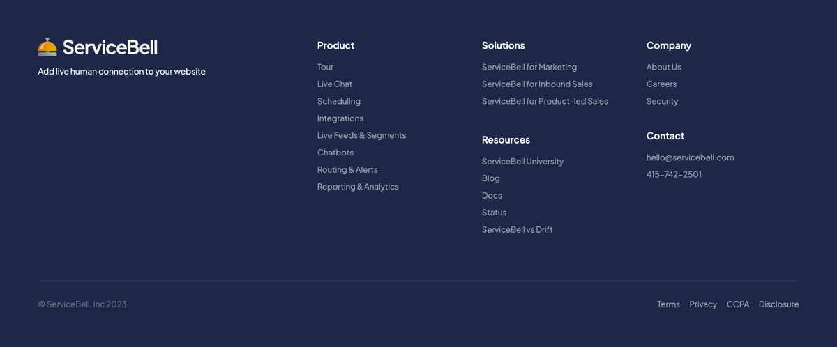 ServiceBell
				footer ui component