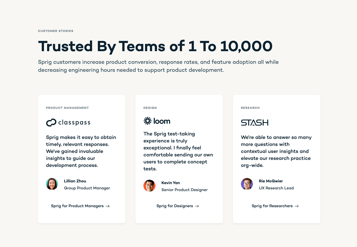 Sprig
				testimonial ui component