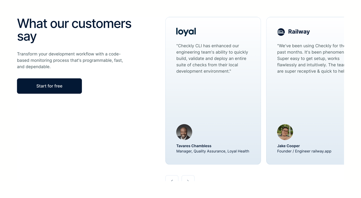 Checkly
				testimonial ui component