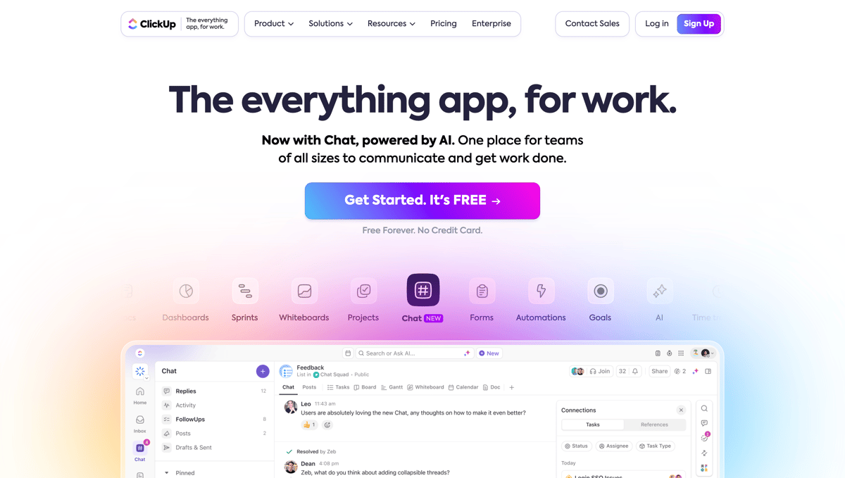 ClickUp
				hero section ui component
