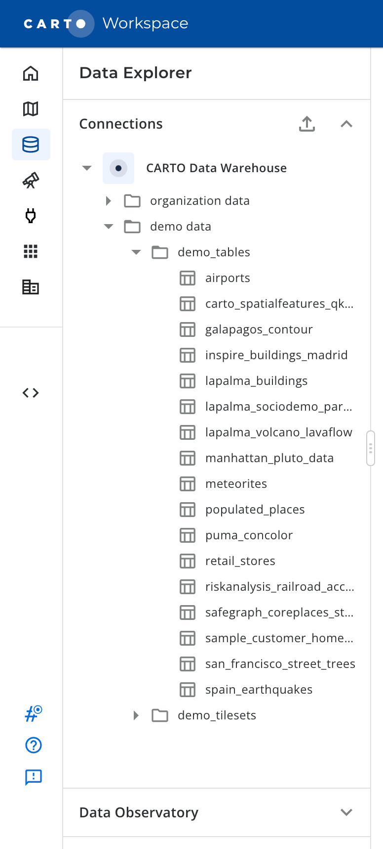 Carto
				vertical navigation ui component