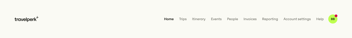 Travelperk
			navigation menu navigation bar account settings ui component