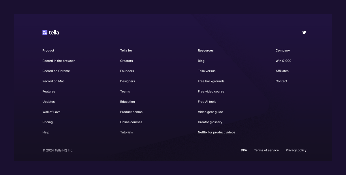 Tella
				footer ui component