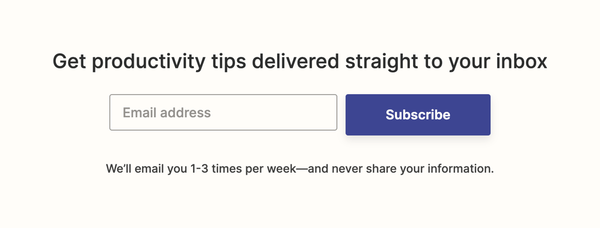 Zapier
				newsletter signup form ui component