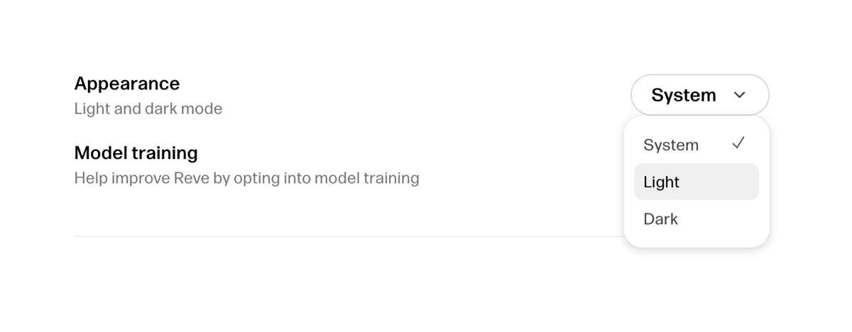 Reve
				theme settings ui component