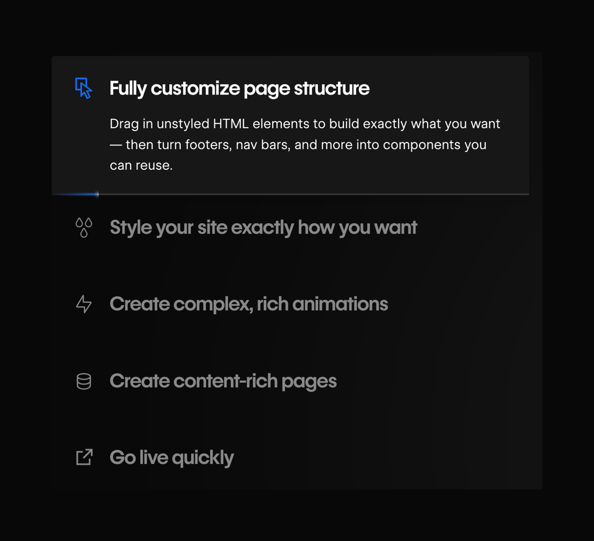 Webflow
				tabs ui component