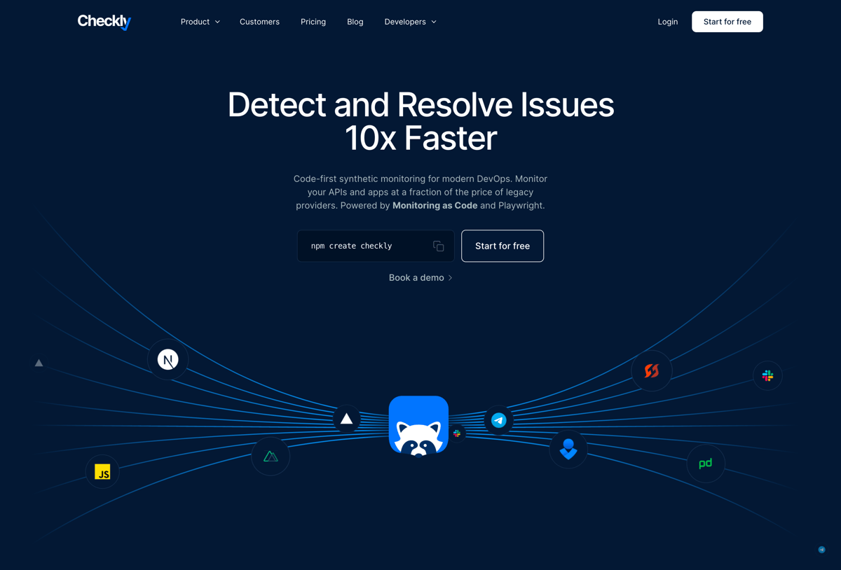 Checkly
				hero section ui component