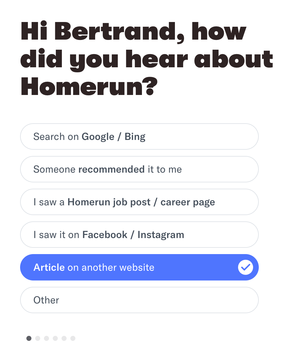 Homerun
				progress indicator ui component