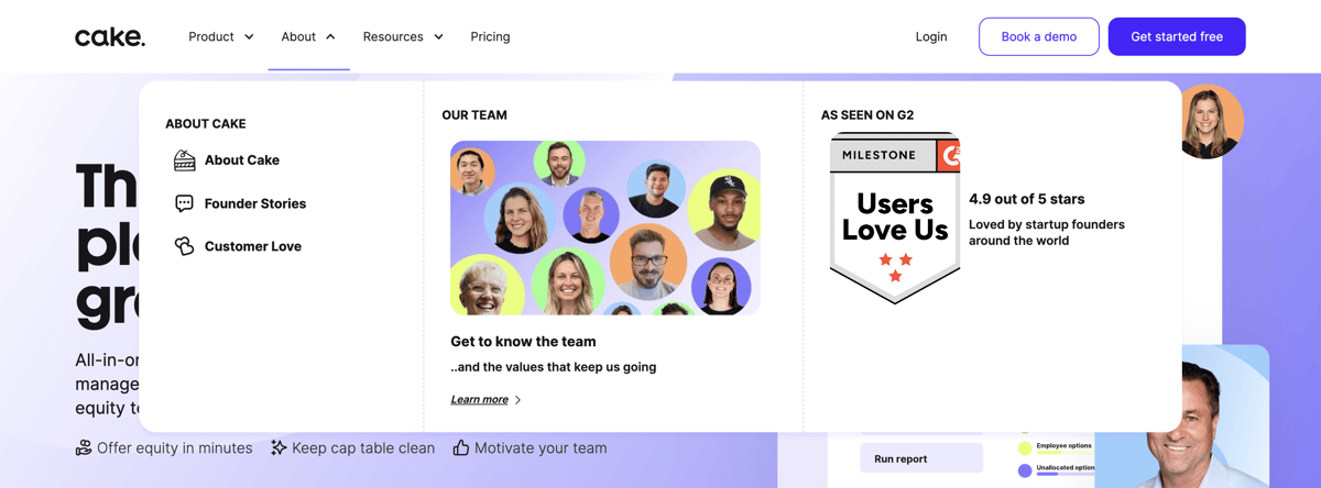 Cake
				flyout menu ui component