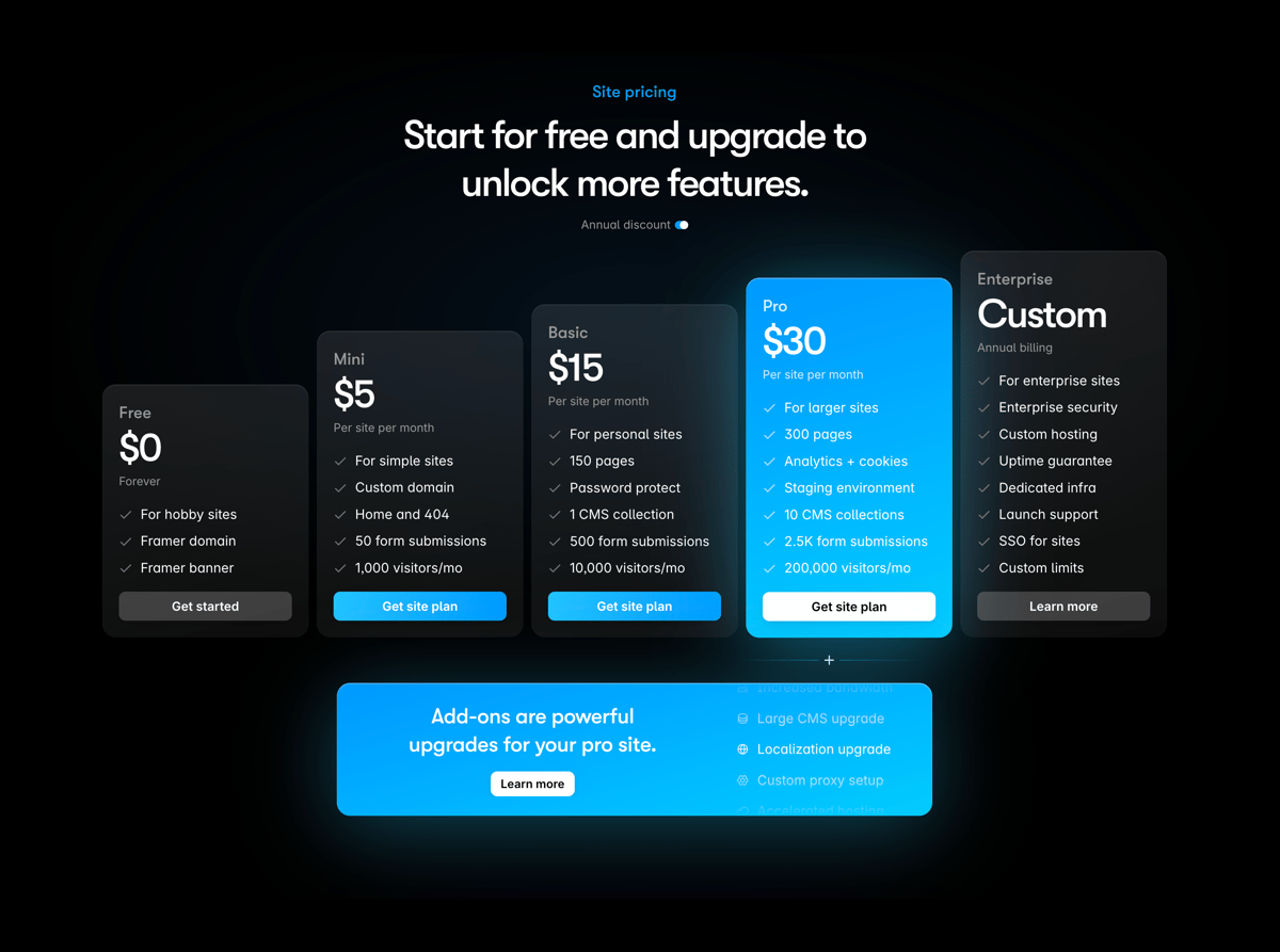 Framer
				pricing section ui component
