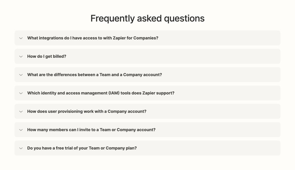 Zapier
				faq ui component