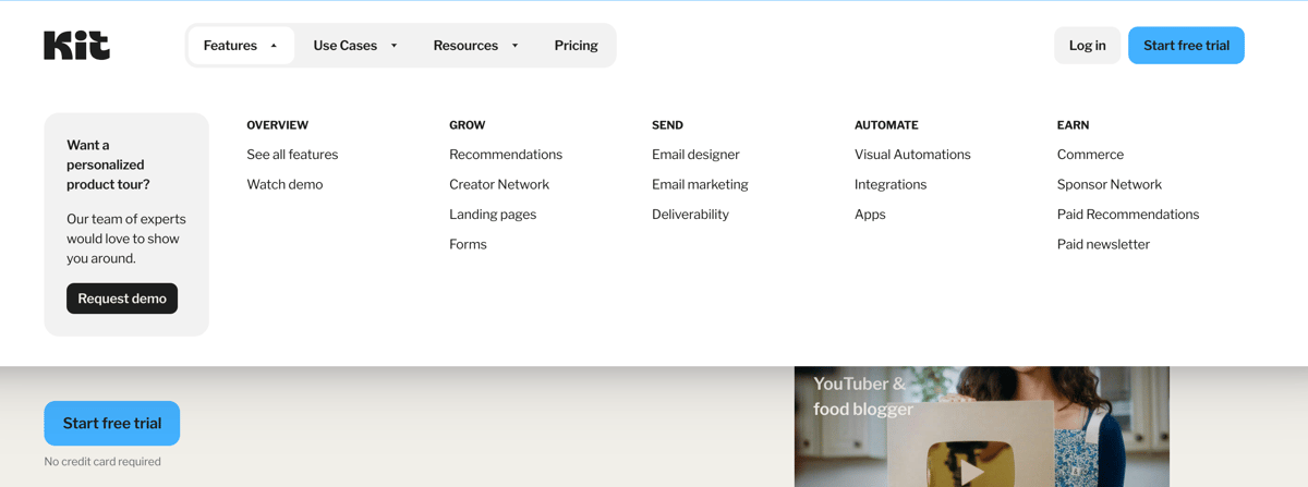 Kit
				flyout menu ui component