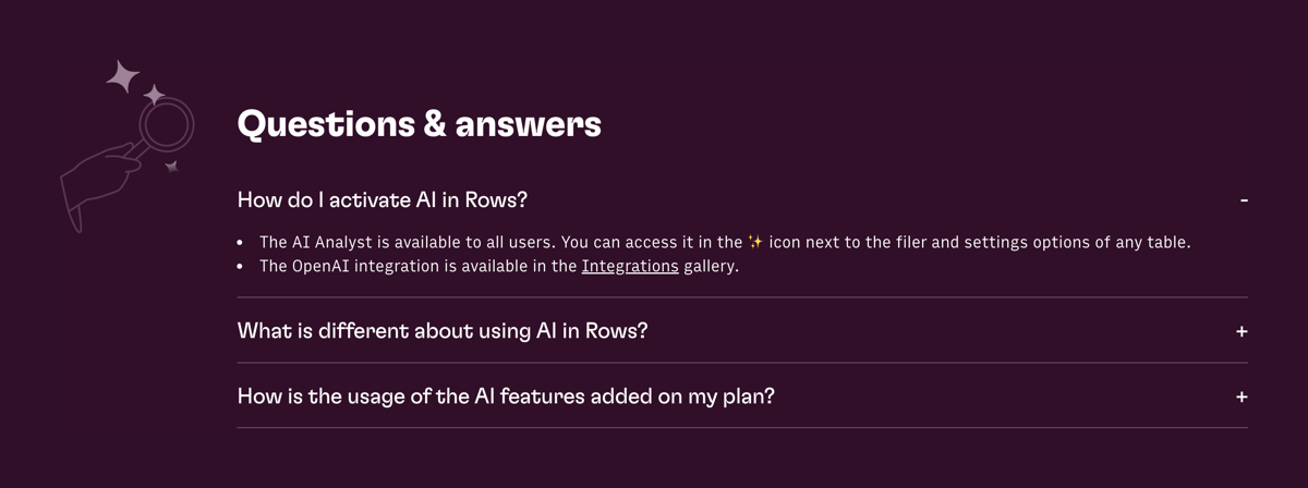 Rows
				faq ui component