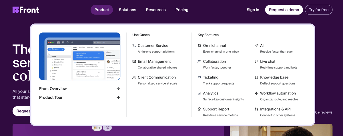 Front
				flyout menu ui component