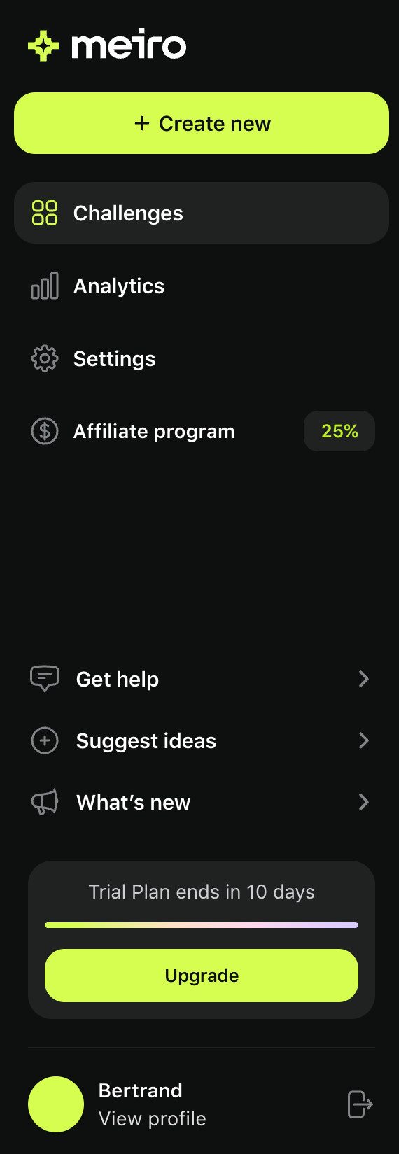 Meiro
				vertical navigation ui component