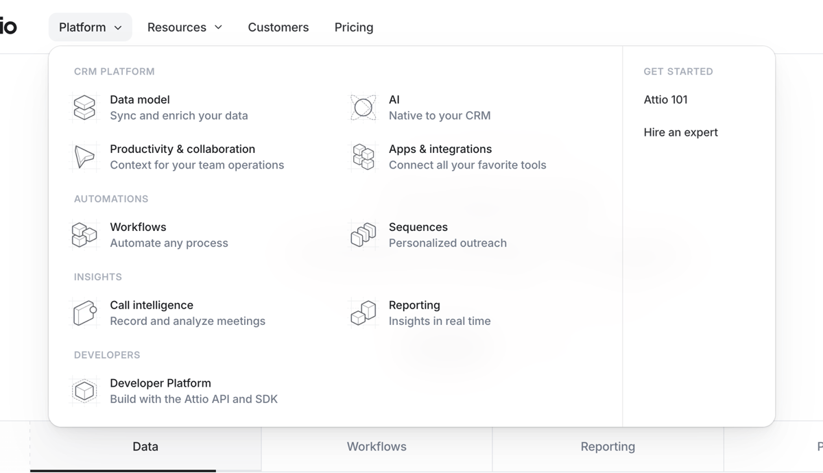 Attio
				flyout menu ui component