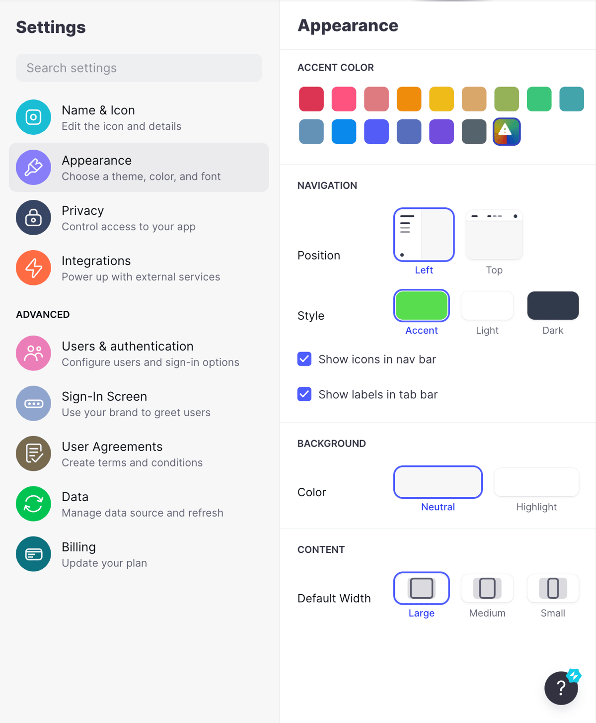 Glide
				vertical navigation ui component