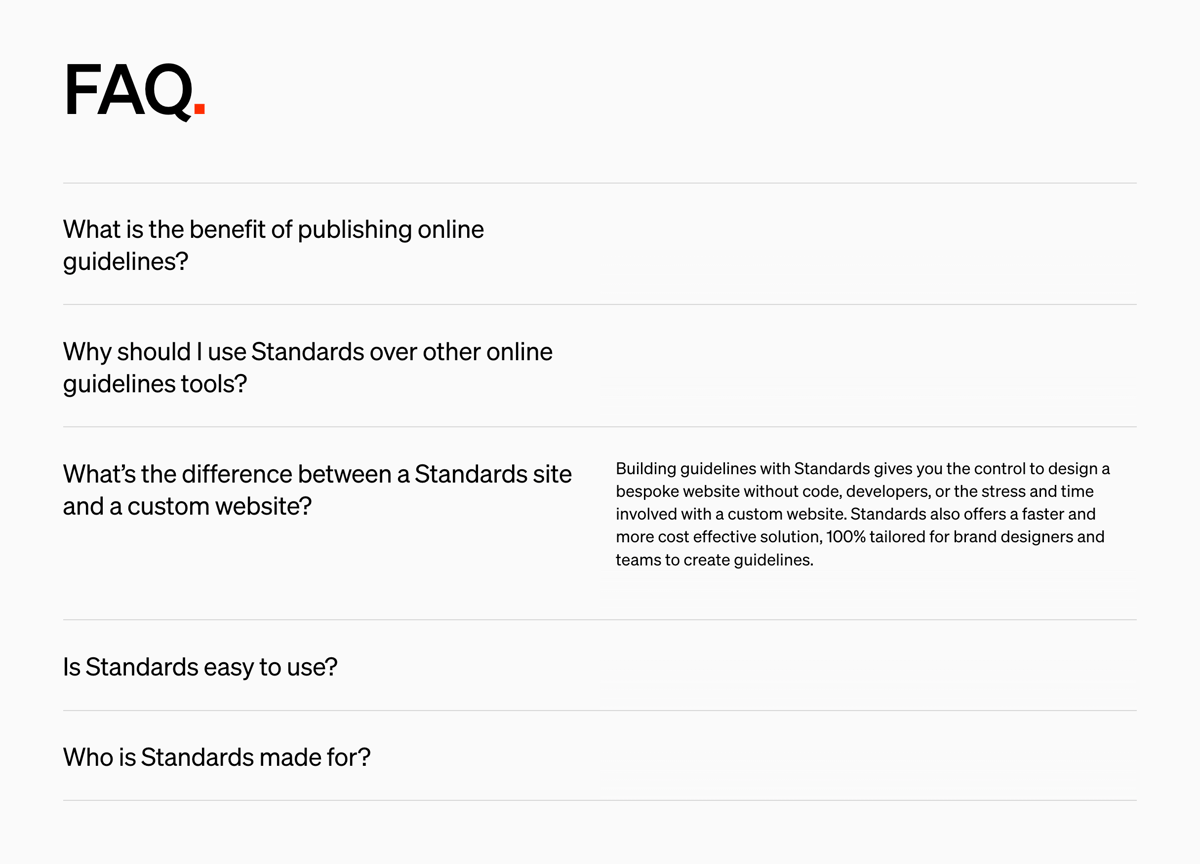 Standards
				faq ui component