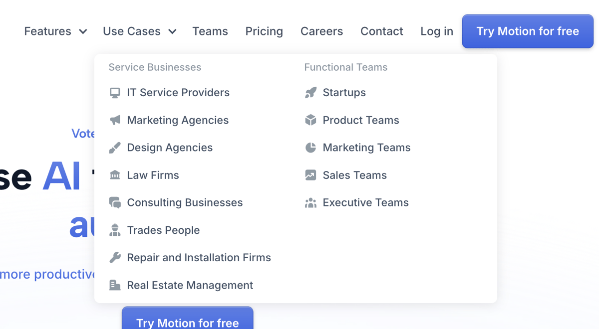 Motion
				flyout menu ui component