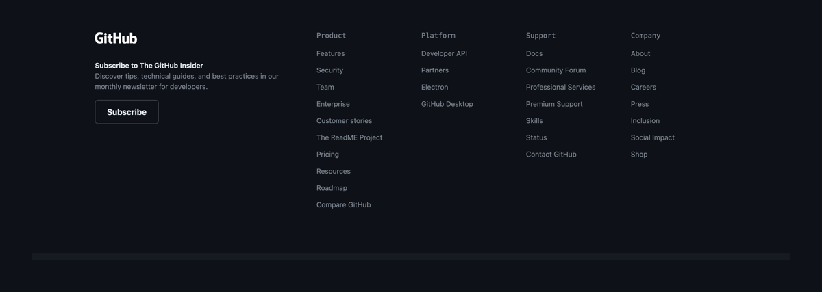 Github
				footer ui component
