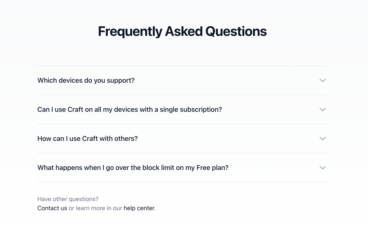 Craft
				faq ui component