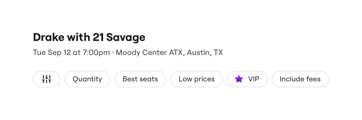 SeatGeek
				sorting & filtering ui component