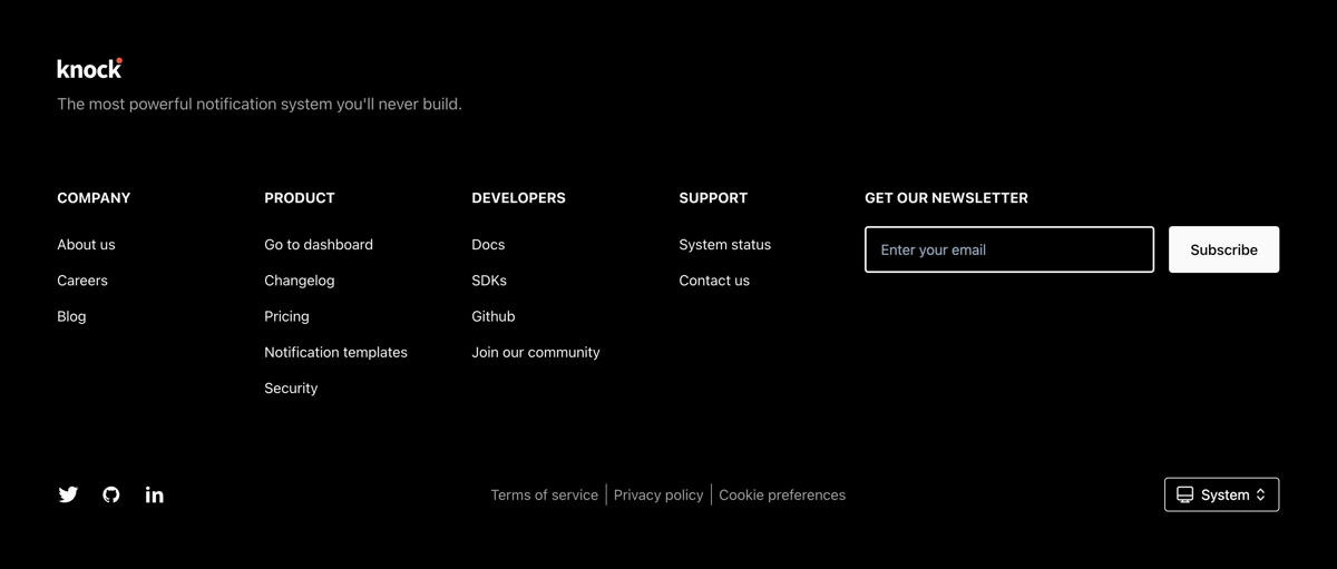 Knock
				footer ui component