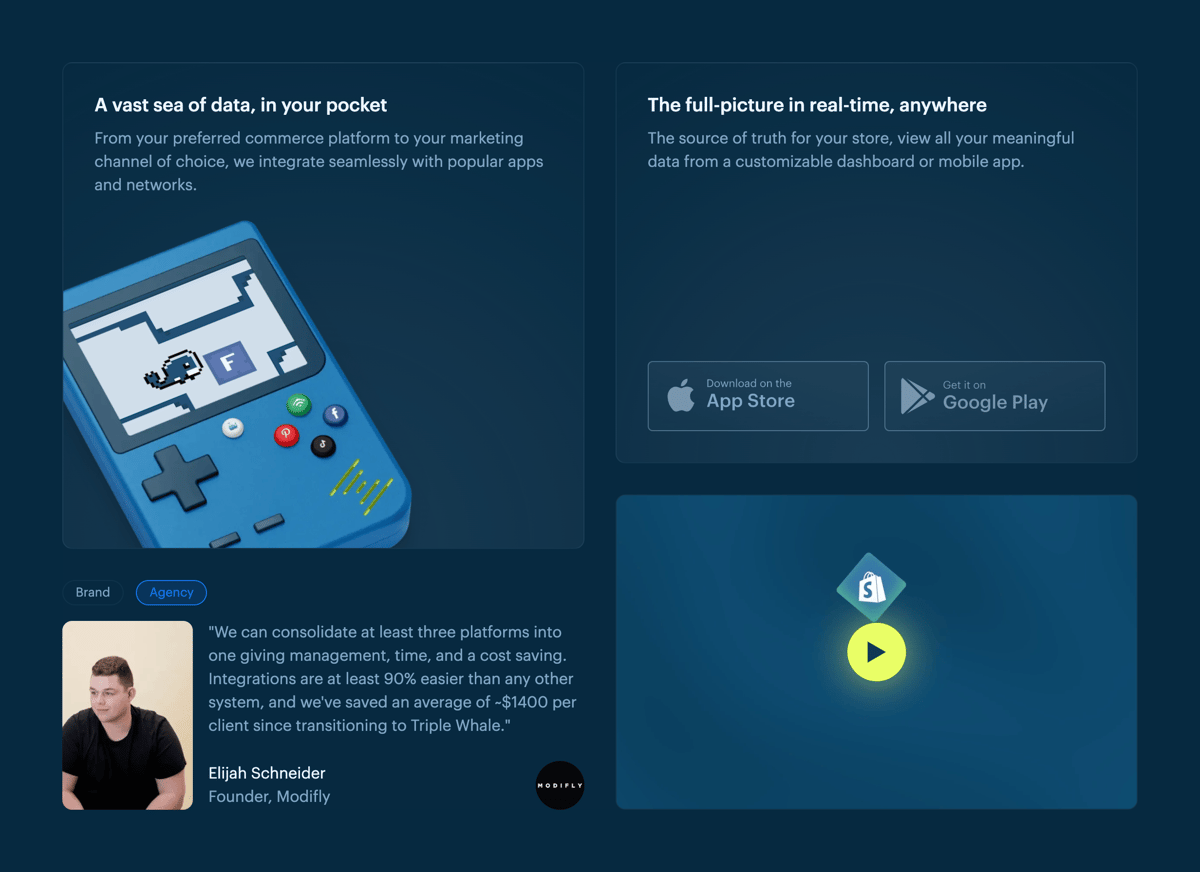 Triple Whale
				bento box ui component