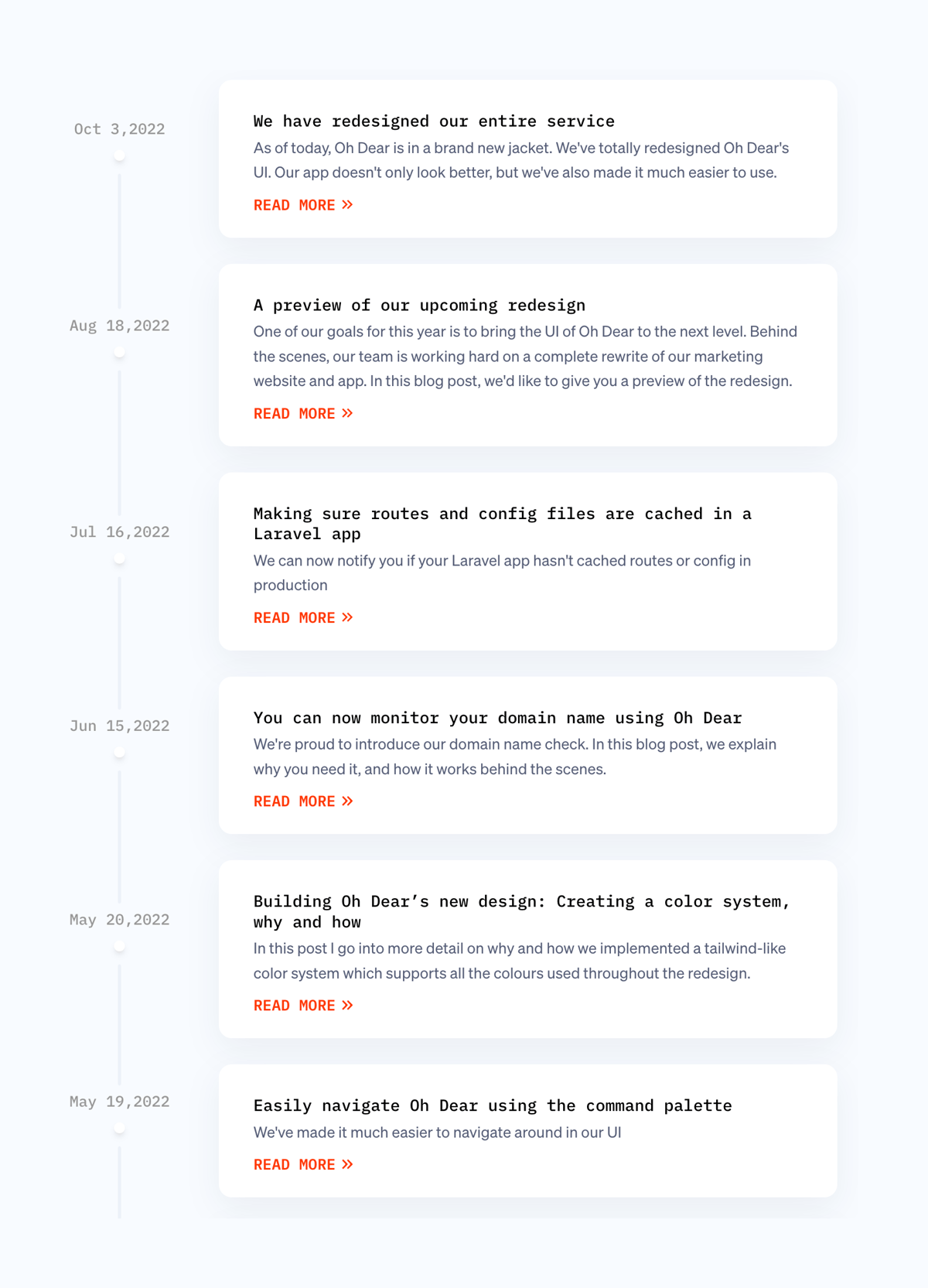 Oh Dear
				timeline & history ui component