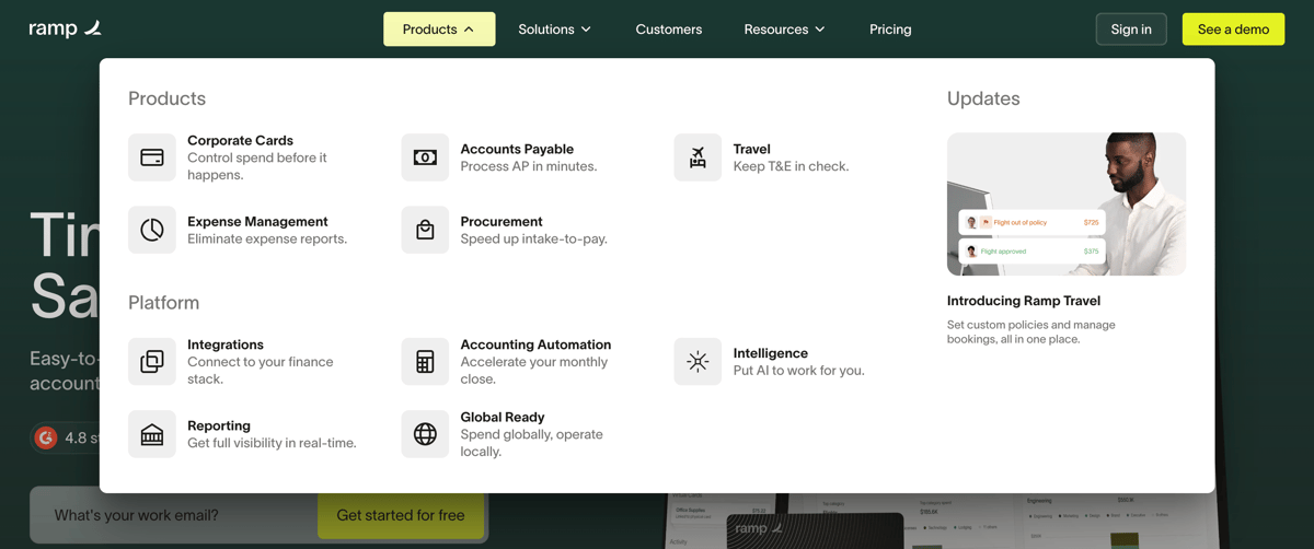 Ramp
				flyout menu ui component