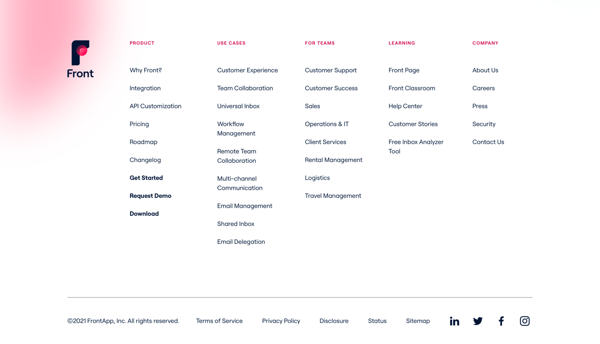 Front
				footer ui component