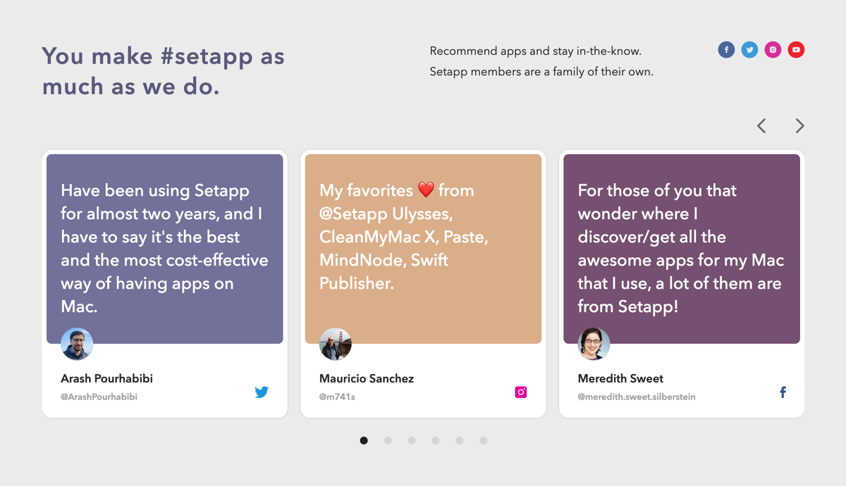Setapp
				testimonial ui component
