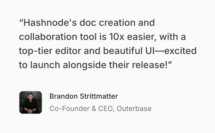 Hashnode
				testimonial ui component