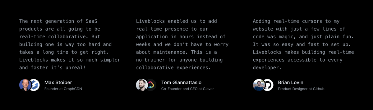 Liveblocks
				testimonial ui component