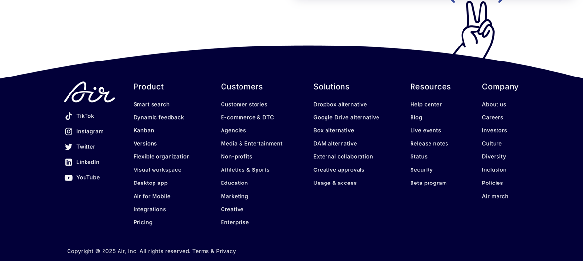 Air
				footer ui component