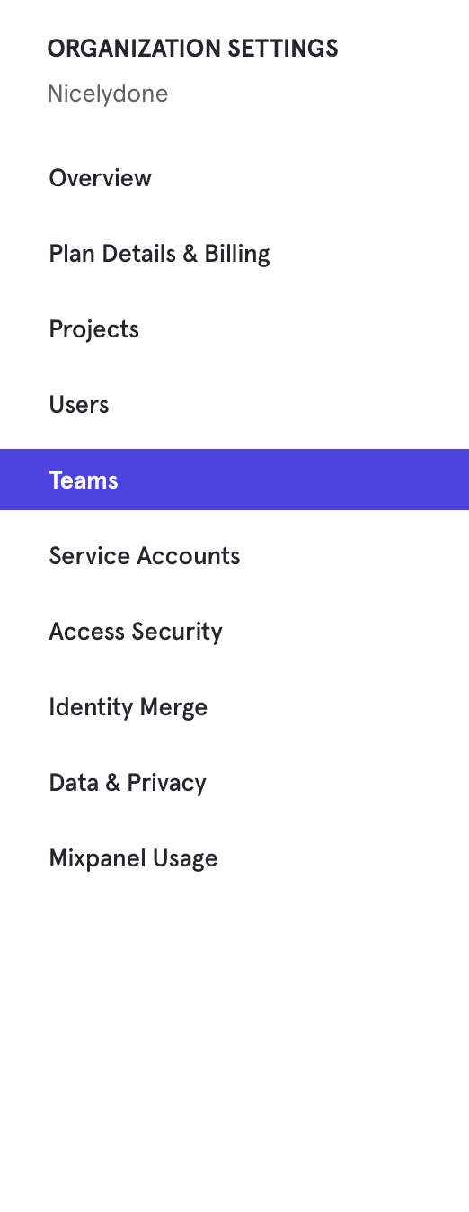Mixpanel
				vertical navigation ui component