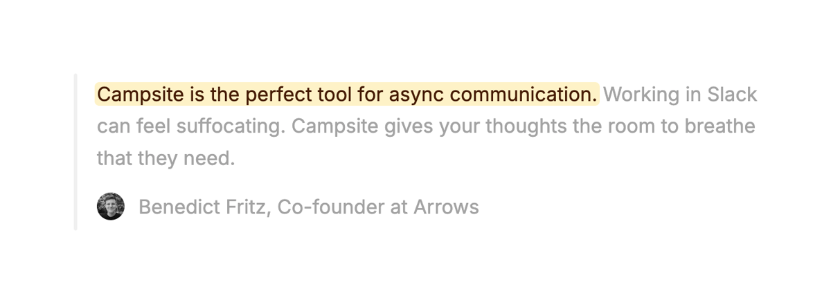 Campsite
				testimonial ui component