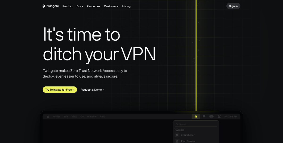 Twingate
				hero section ui component