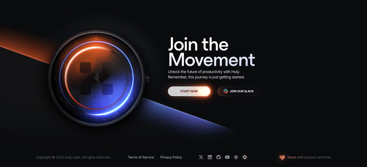 Huly
				footer ui component