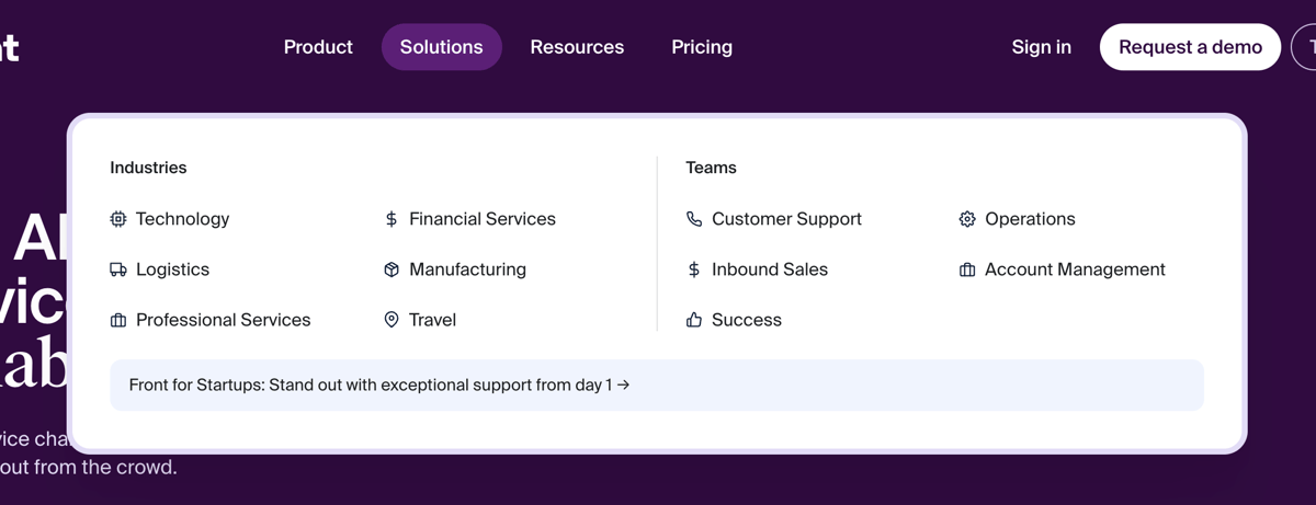 Front
				flyout menu ui component